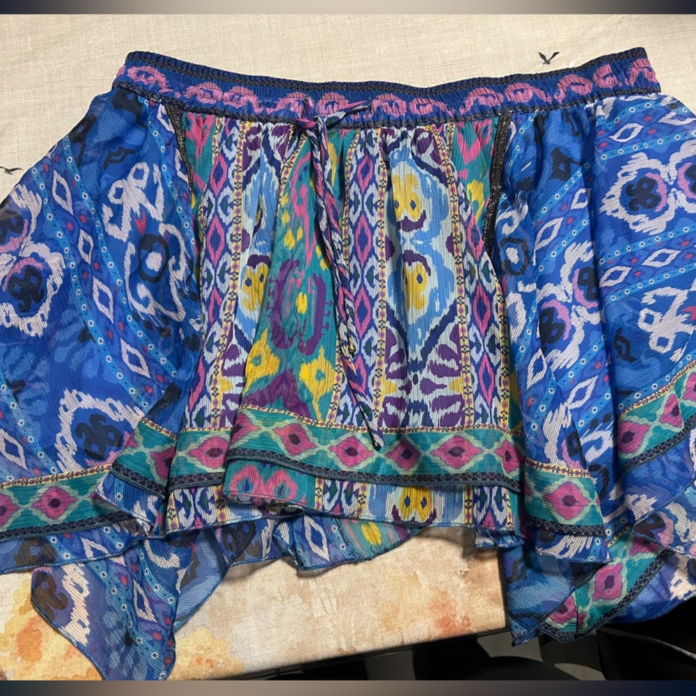 Zara Blue and Pink Patterned Skirt